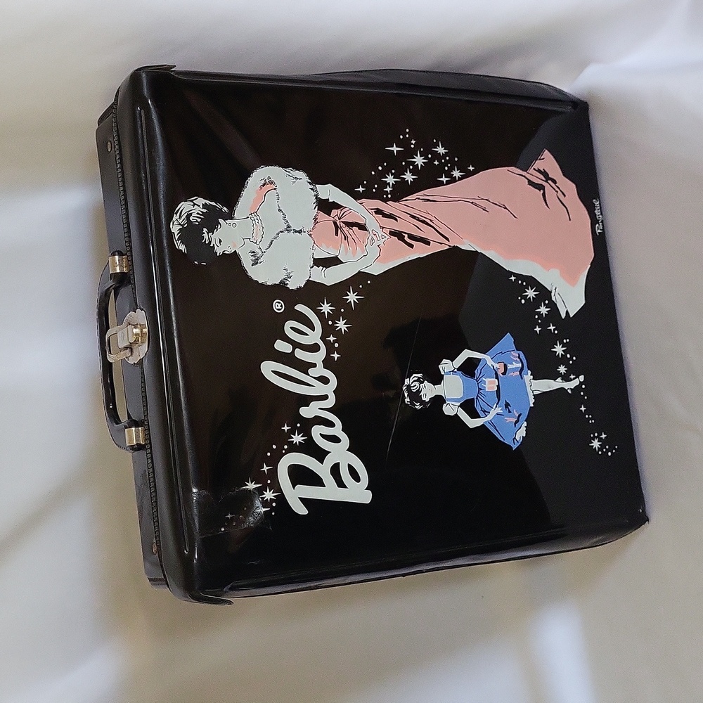 Barbie Vintage 1962 Case Black Vinyl Mattel Ponytail Carrying Case for doll